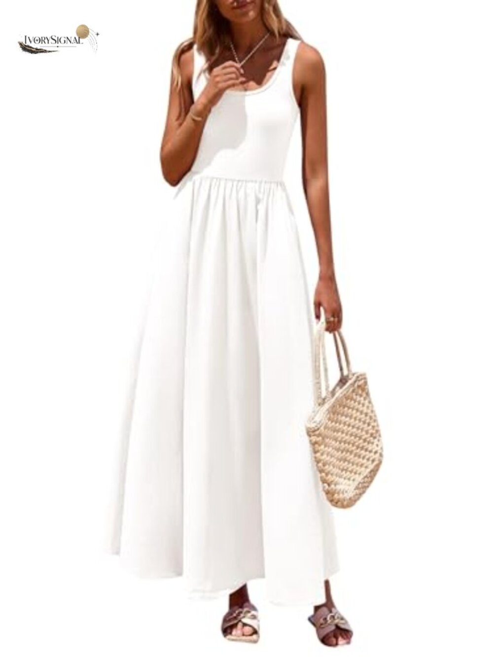 PRETTYGARDEN Scoop Neck Sleeveless A-Line Maxi Dress with Pockets
